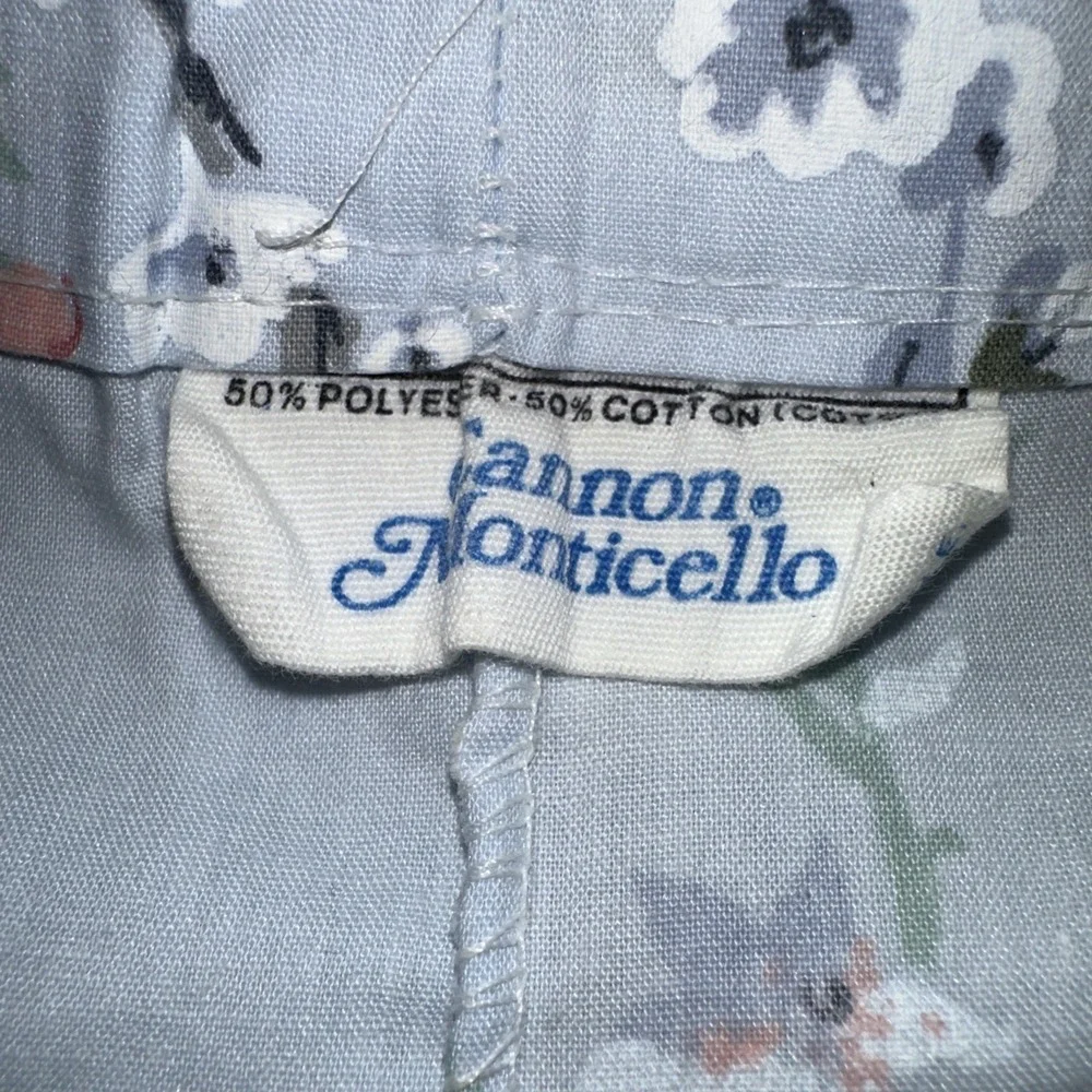 Two Vtg Cannon Monticello Pillowcases Blue Floral 20 X 30.5 Standard Queen USA